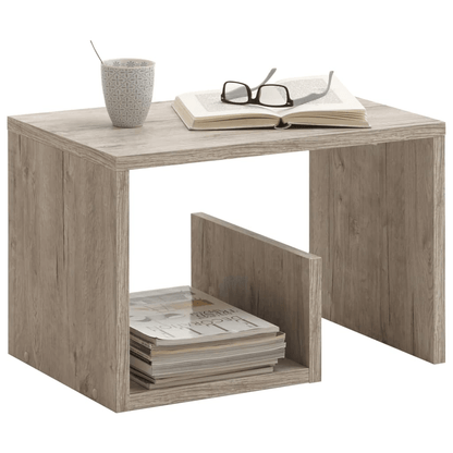 FMD 2-in-1 Coffee Table Sand Oak with Magazine Rack, Stylish FMD coffee table in sand oak offers elegance and functionality with an integrated magazine rack for your living room. Ideal storage solution!