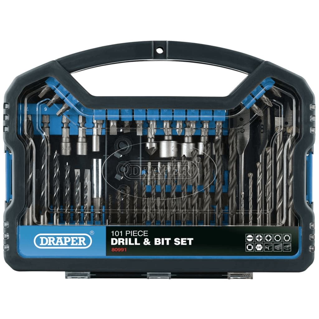 Draper Tools 101 Piece Drill Bit & Accessory Kit, Discover the ultimate Draper Tools 101 Piece Drill Bit and Accessory Kit, perfect for professionals and DIY enthusiasts. High-quality metal, durable carry case.