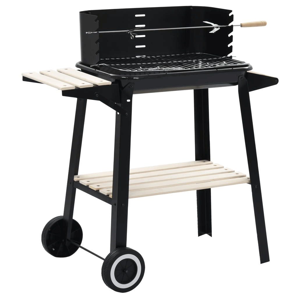 Compact Charcoal BBQ with Wheels - Grill Anywhere, Enjoy easy grilling with vidaXL's Charcoal BBQ Stand! Features adjustable height, side shelf, and wheels for mobility. Perfect for any outdoor space.