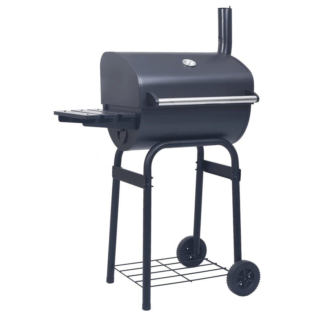 Charcoal BBQ Grill Smoker - Premium Quality & Mobile, Elevate your outdoor cooking with the Charcoal BBQ Grill Smoker in Black. Heavy-duty build, easy mobility, and bottom shelf for extra storage.