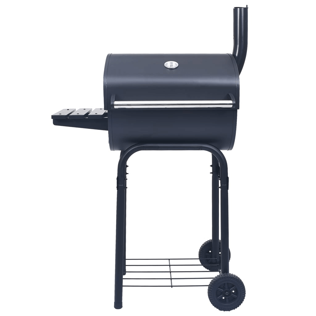 Charcoal BBQ Grill Smoker - Premium Quality & Mobile, Elevate your outdoor cooking with the Charcoal BBQ Grill Smoker in Black. Heavy-duty build, easy mobility, and bottom shelf for extra storage.