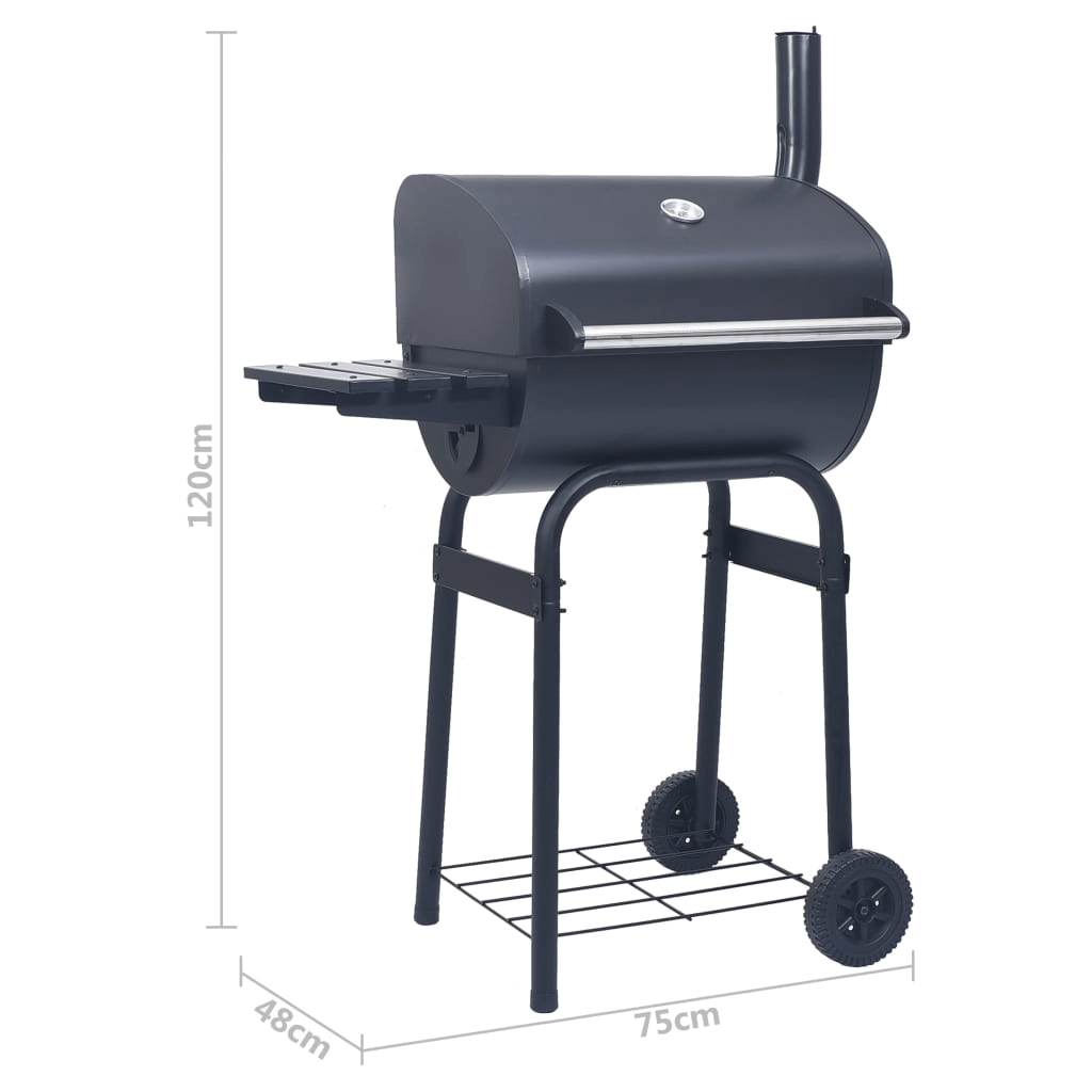 Charcoal BBQ Grill Smoker - Premium Quality & Mobile, Elevate your outdoor cooking with the Charcoal BBQ Grill Smoker in Black. Heavy-duty build, easy mobility, and bottom shelf for extra storage.