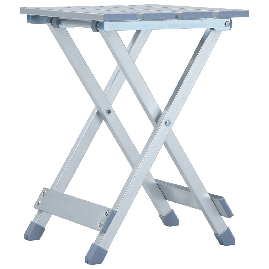 Compact Camping Stool - Versatile & Durable Elevate camping with the vidaXL Aluminium Stool. Perfect as a stool, side table, or footrest. Sturdy, durable, and folds for convenience.