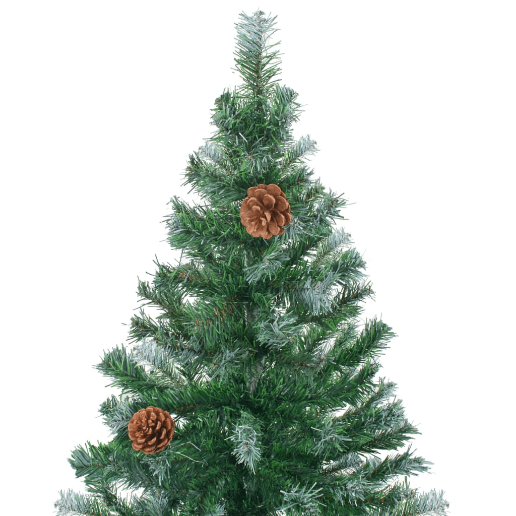 180 cm Artificial Christmas Tree - Realistic & Durable, Enhance your festive decor with a realistic 180 cm artificial Christmas tree featuring pinecones and snowy white tips. Perfect for a timeless holiday look.