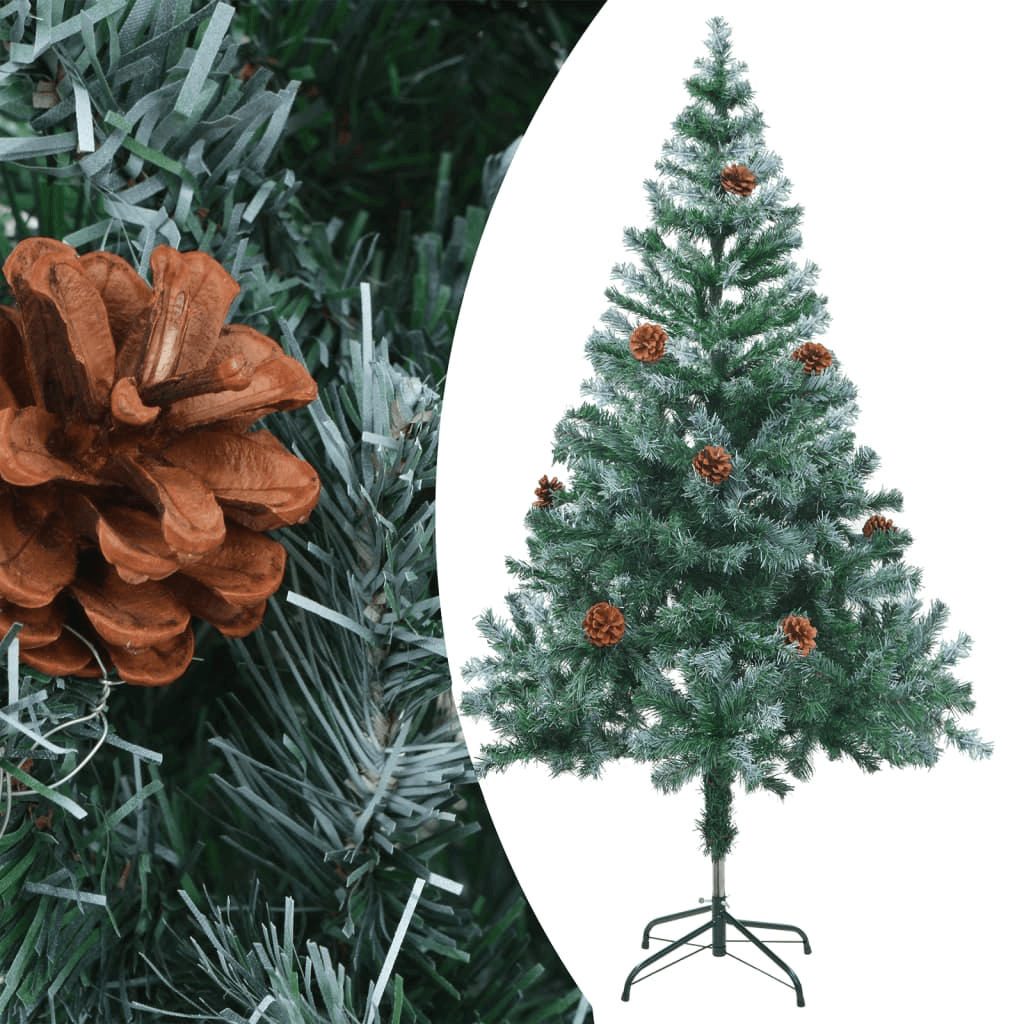 Frosted 150cm Christmas Tree with Pinecones, Bring winter magic indoors with our 150 cm Frosted Christmas Tree featuring snowy tips and pinecones. Perfect for a cozy festive atmosphere!