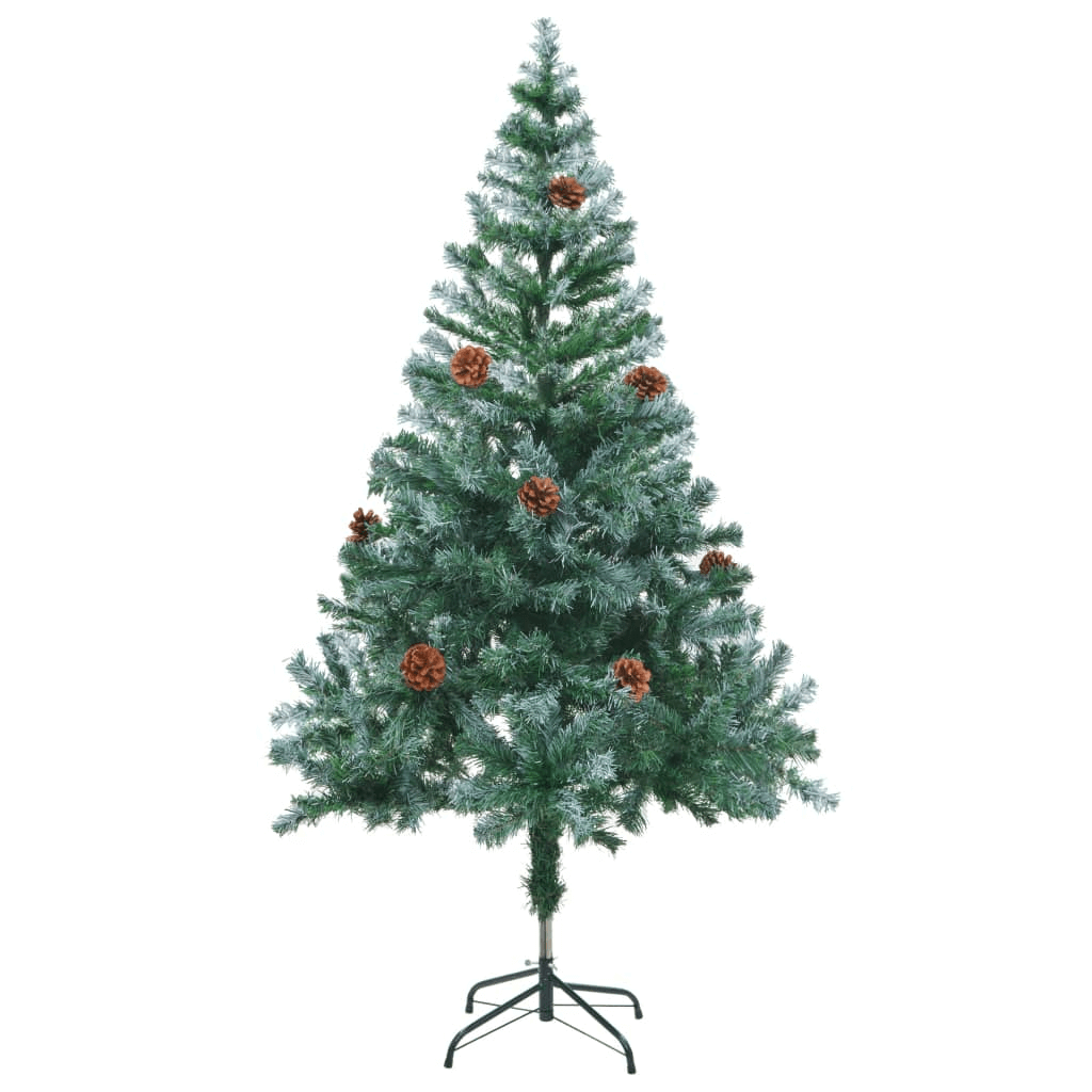 Frosted 150cm Christmas Tree with Pinecones, Bring winter magic indoors with our 150 cm Frosted Christmas Tree featuring snowy tips and pinecones. Perfect for a cozy festive atmosphere!