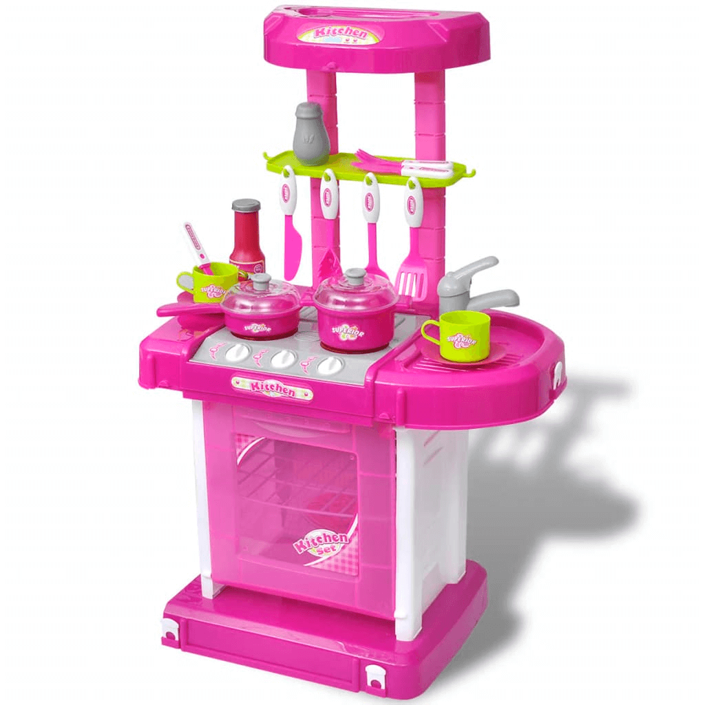 Pink Kids Playroom Toy Kitchen with Lights & Sound, Pink Kids Playroom Toy Kitchen featuring realistic lights and sound. Durable, easy to assemble, and perfect for hours of imaginative play.