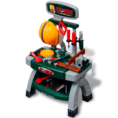 Kids' Playroom Toy Workbench - Realistic Tools Set, Encourage imaginative play and skill development with this durable Kids' Playroom Toy Workbench featuring realistic tools. Safe and perfect for young builders!