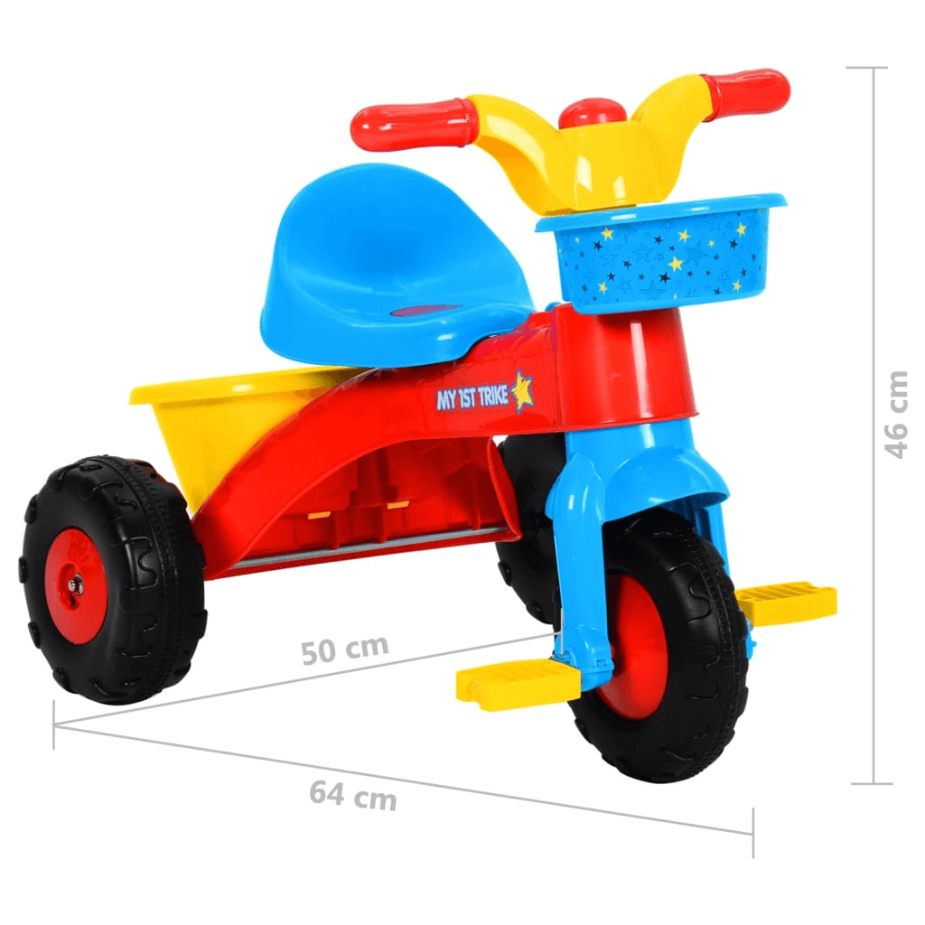 Kids Tricycle - Safe Outdoor Fun, Discover safe adventures with our ergonomic Kids Tricycle in vibrant multicolour, featuring storage baskets for ultimate outdoor fun.