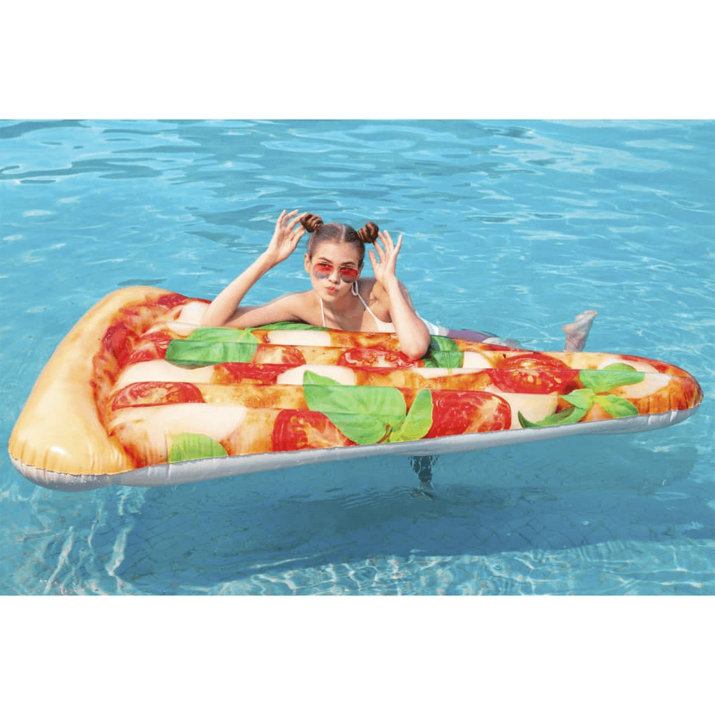 Pizza Party Floating Lounger - 188x130 cm Pool Raft, Experience ultimate relaxation with the vibrant Pizza Party Floating Lounger. Perfect for summer parties, durable, and fun!