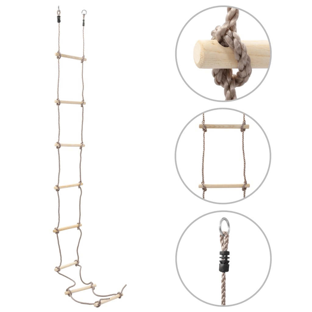 Kids Rope Ladder 290 cm - Durable & Fun, Enhance playtime with our Kids Rope Ladder. Perfect for outdoor or indoor fun, crafted from sturdy pine wood and PE rope for lasting adventures.