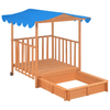 Kids Playhouse with Sandbox - Outdoor Fun, Transform your backyard with this fir wood playhouse, featuring a blue UV50 protected roof. A perfect spot for imaginative play and adventures.