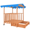 Kids Playhouse with Sandbox - Outdoor Fun, Transform your backyard with this fir wood playhouse, featuring a blue UV50 protected roof. A perfect spot for imaginative play and adventures.