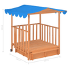 Kids Playhouse with Sandbox - Outdoor Fun, Transform your backyard with this fir wood playhouse, featuring a blue UV50 protected roof. A perfect spot for imaginative play and adventures.