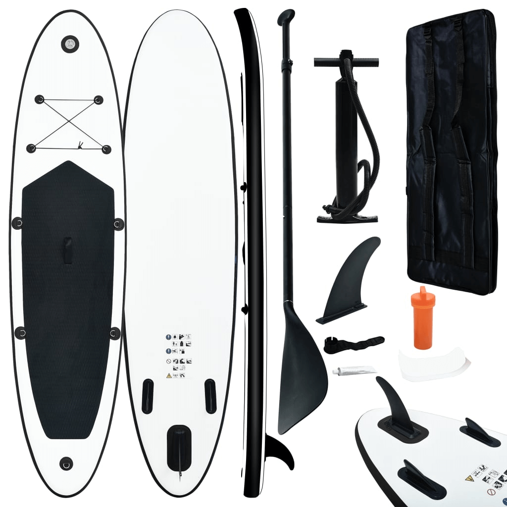 Inflatable Stand Up Paddle Board Set – Black & White, Experience the ultimate water adventure with our high-performance inflatable paddle board set. Perfect for beginners and experts alike.