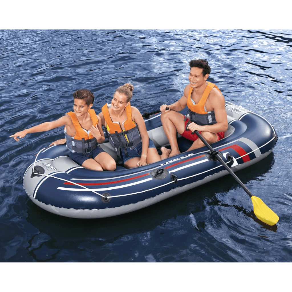 Hydro-Force Treck x2 Inflatable Boat Set – 255x127 cm, Experience ultimate comfort and safety on the water with the Hydro-Force Treck x2 Set. Ideal for 2 adults and 1 child, perfect for quiet lake trips.