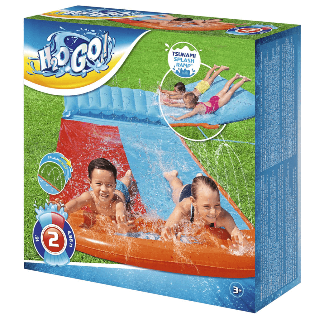 H2OGO Tsunami Splash Ramp Double Water Slide – Kids Fun, Enjoy summer with the H2OGO Tsunami Splash Ramp Double Water Slide! Perfect for kids & families. Fast, wet rides and thrilling races await!