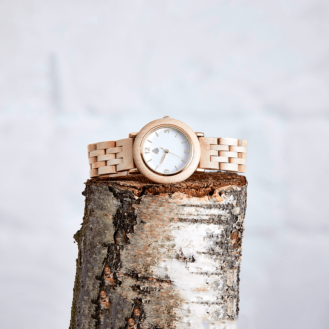 The Birch Watch - Handcrafted Maplewood Elegance, Discover The Birch Watch, handcrafted from recycled Maplewood for women. Timeless elegance and sustainability in every piece.