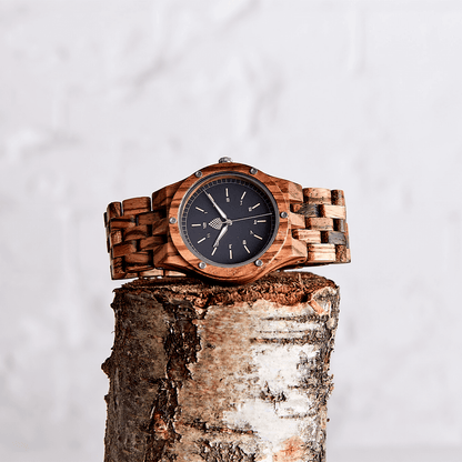 The Yew Watch - Handmade Sustainable Wooden Wristwatch, Striking Craftsmanship: Handmade from Recycled ZebrawoodExperience the perfect blend of craftsmanship and sustainability with The Yew Watch.