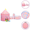 Pink Children's Play Tent - 3-in-1 Castle Tent & Ball Pit, Delight your child with our 3-in-1 play tent, ball pit, and tunnel. Features 250 balls, durable polyester, and easy storage. Dimensions: 301x120x128 cm.