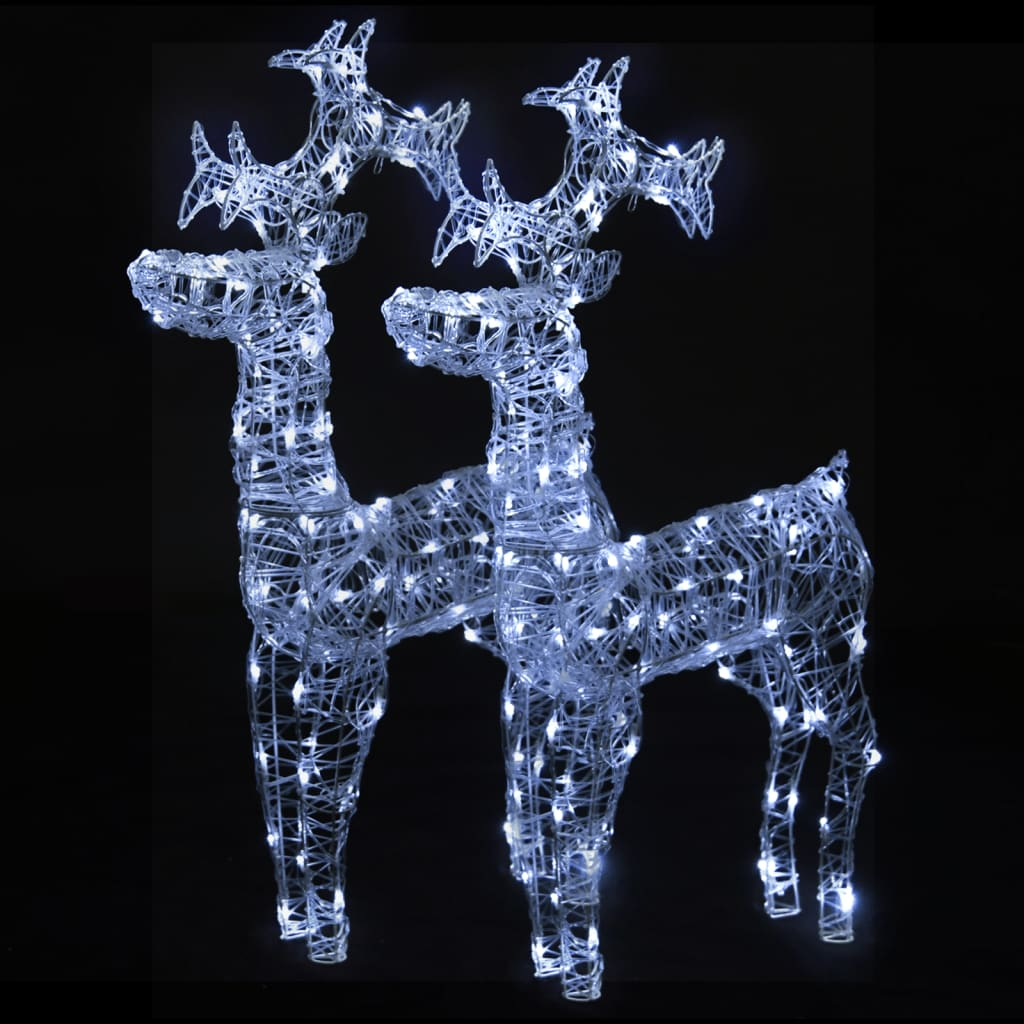 Stunning LED Reindeer Christmas Decorations - Set of 2, Illuminate your home or garden this Christmas with LED-lit, weather-resistant reindeer decorations. Durable acrylic ensures longevity. Perfect festive touch!