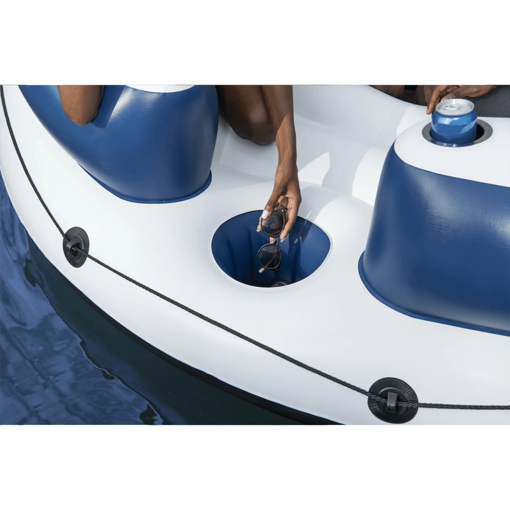 Hydro-Force Floating Island - Spacious Inflatable Raft, Experience ultimate relaxation on the Hydro-Force Floating Island. Spacious 239x63.5 cm raft with extra-wide backrests, cup holders, and storage compartments.