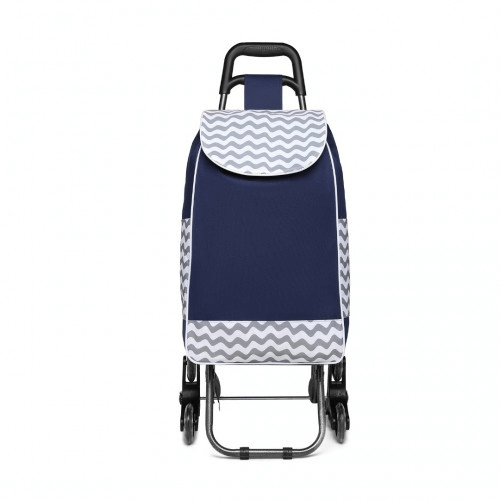 6 Wheel Push Shopping Trolley - Navy, Durable & Collapsible, Shop effortlessly with the Kono 6 Wheel Push Shopping Trolley. Durable, collapsible, and spacious design with a non-slip handle.