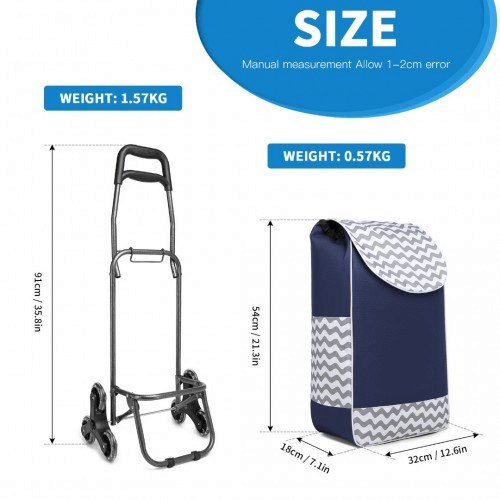 6 Wheel Push Shopping Trolley - Navy, Durable & Collapsible, Shop effortlessly with the Kono 6 Wheel Push Shopping Trolley. Durable, collapsible, and spacious design with a non-slip handle.