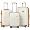 KONO Stylish Hard Shell Suitcase Set - Cream (3 Sizes), Travel in style with the KONO Hard Shell PP Suitcase Set. Lightweight, durable, and secure. Perfect for your next adventure!