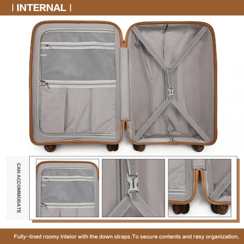 KONO Stylish Hard Shell Suitcase Set - Cream (3 Sizes), Travel in style with the KONO Hard Shell PP Suitcase Set. Lightweight, durable, and secure. Perfect for your next adventure!