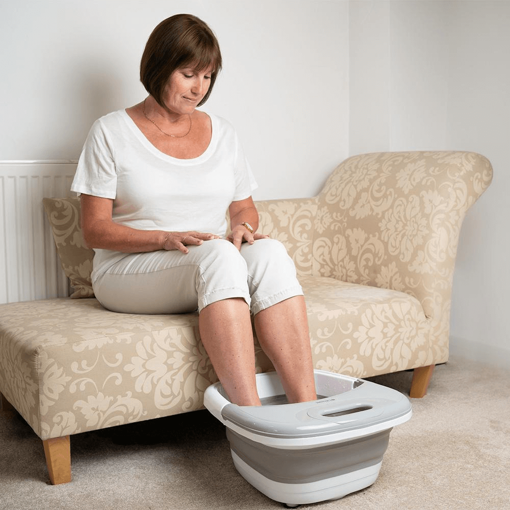 Lifemax Foldaway Foot Spa - Portable & Therapeutic, Relax with warm water, air bubbles, and vibration massage. The Lifemax Foldaway Foot Spa rejuvenates and soothes tired feet for ultimate comfort.