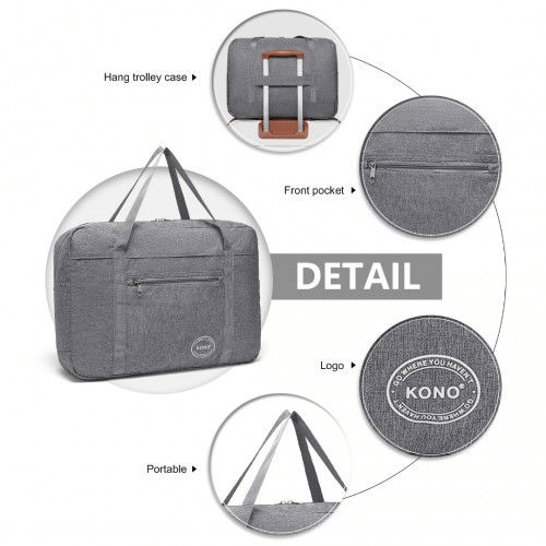 Kono Foldable Waterproof Cabin Travel Handbag - Grey, Discover the Kono Foldable Waterproof Cabin Travel Handbag - Grey. Lightweight, durable, and perfect for all your travel needs.