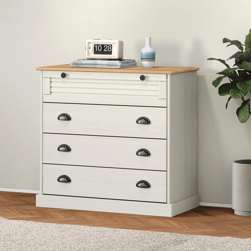 Chest of Drawers VIGO White 80x40x76 cm - Solid Wood Pine, Add Storage Space with Style If you are short on space but need more storage, the vidaXL Chest of Drawers VIGO is here to help!