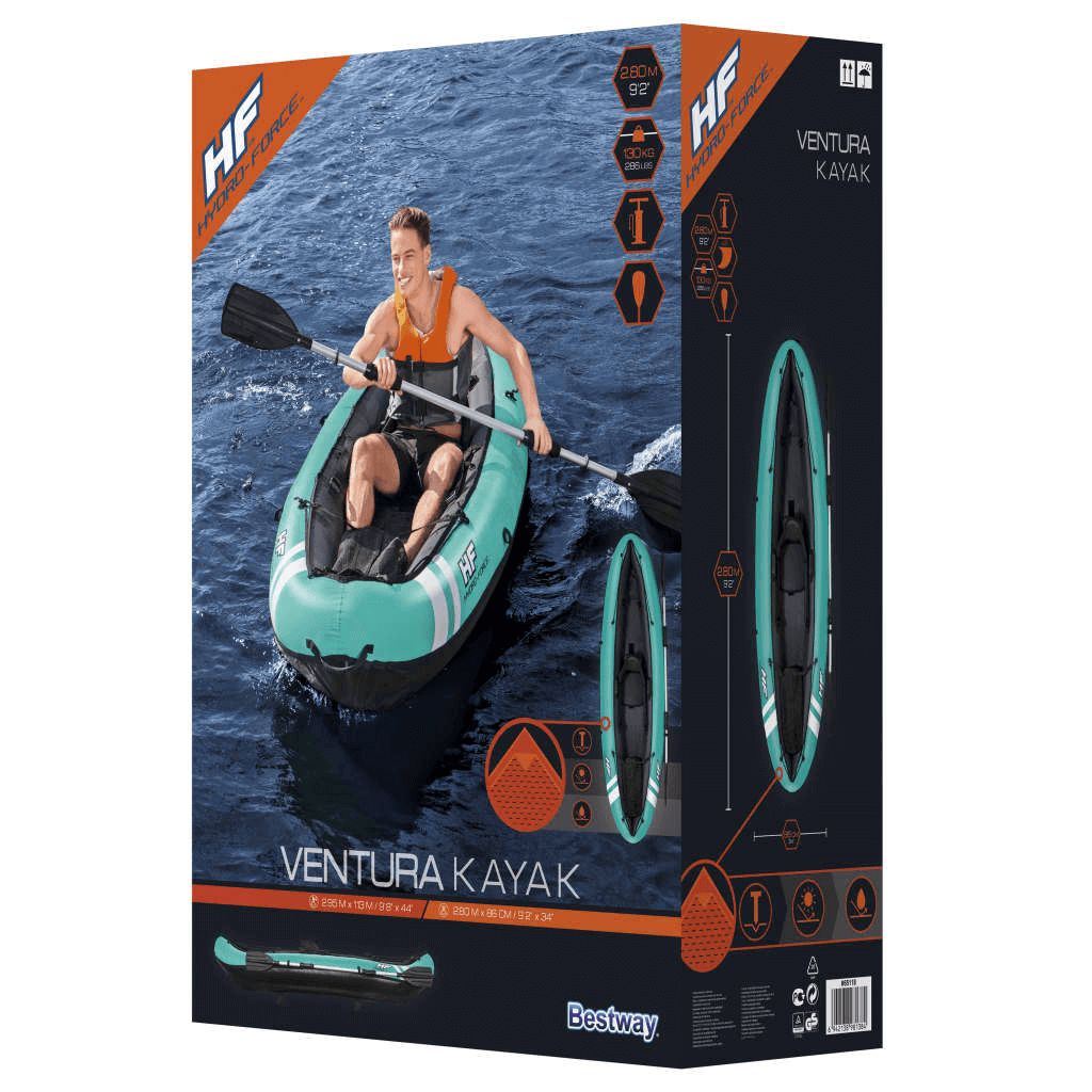 Hydro-Force Ventura Kayak - Premium, Lightweight, Adjustable, Experience kayaking with the Hydro-Force Ventura Kayak. Premium coated nylon, adjustable seat, storage, and removable fins for ultimate adventure.