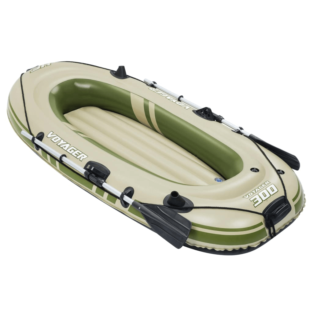 Hydro Force Inflatable Boat Voyager 300 - 2-Person Raft, Hydro Force Voyager 300: a durable 2-person inflatable boat ideal for rowing or fishing trips. Enjoy sturdy oarlocks, wraparound grab rope, and more.