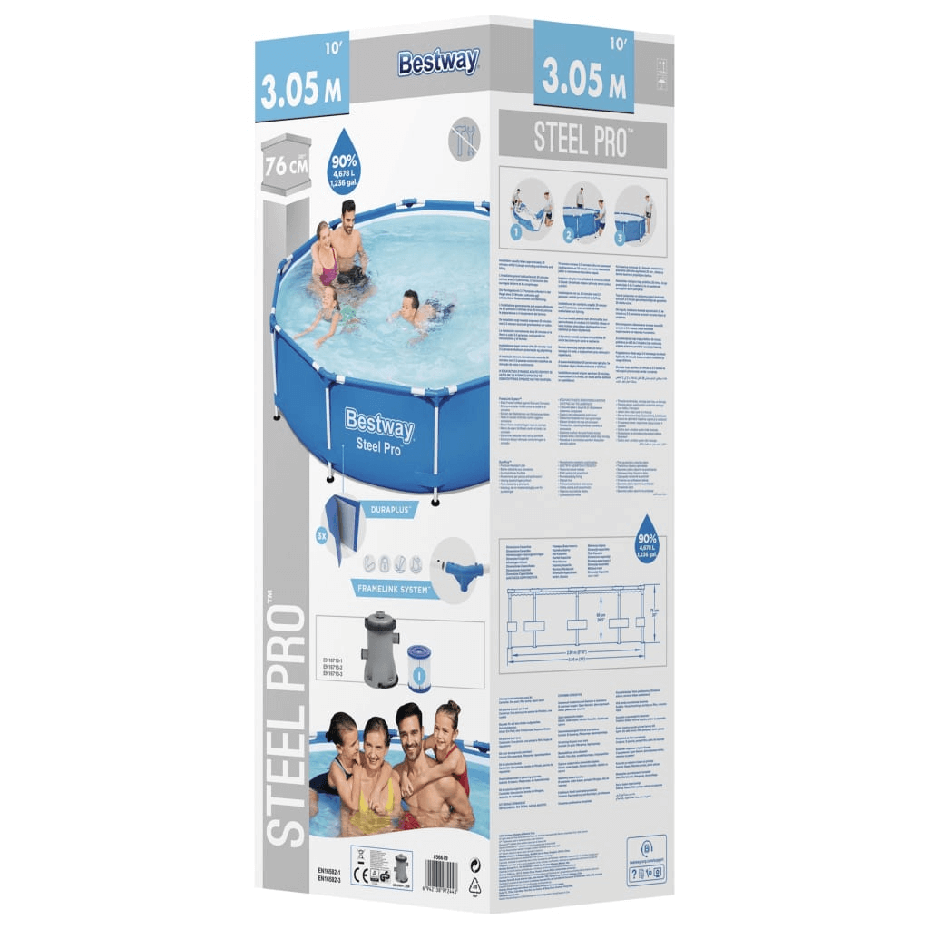 Bestway Steel Pro Pool 305x76 cm | Above-Ground Fun Discover endless summer fun with the durable Bestway Steel Pro Swimming Pool, perfect for the whole family. Easy setup, corrosion-resistant frame.