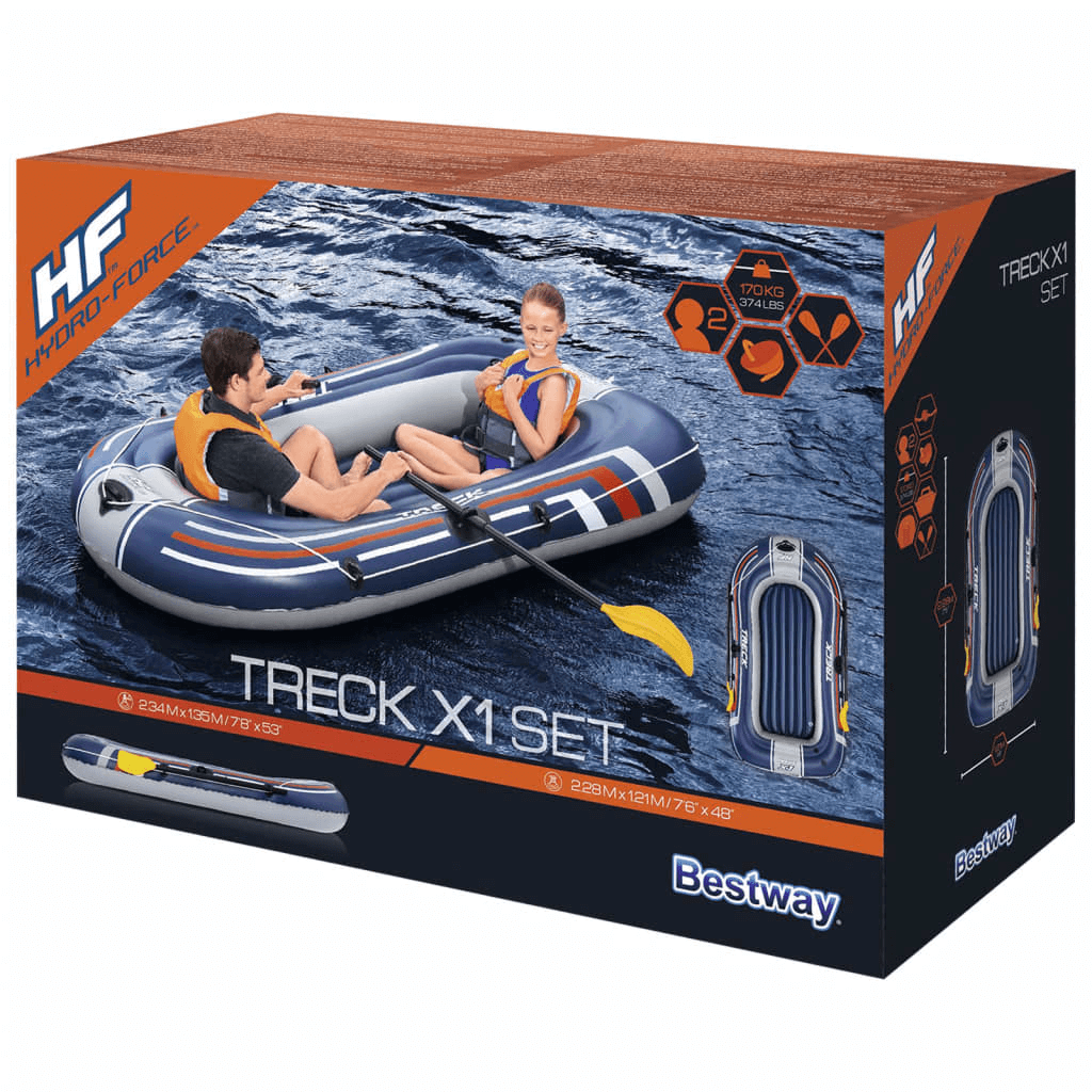 Hydro-Force Inflatable Boat with Pump & Oars - Blue, Explore shallow waters with confidence in the durable Hydro-Force Inflatable Boat with pump and oars. Perfect for all aquatic adventures.