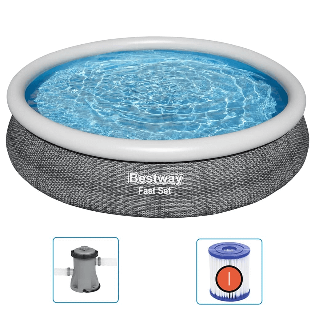 Swimming Pool Set Round 366x76 cm - Enjoy Endless Summer Fun Turn Your Backyard into a Oasis with a Swimming Pool Set Transform your outdoor space into a haven of relaxation and entertainment with the Swimming Pool Set.