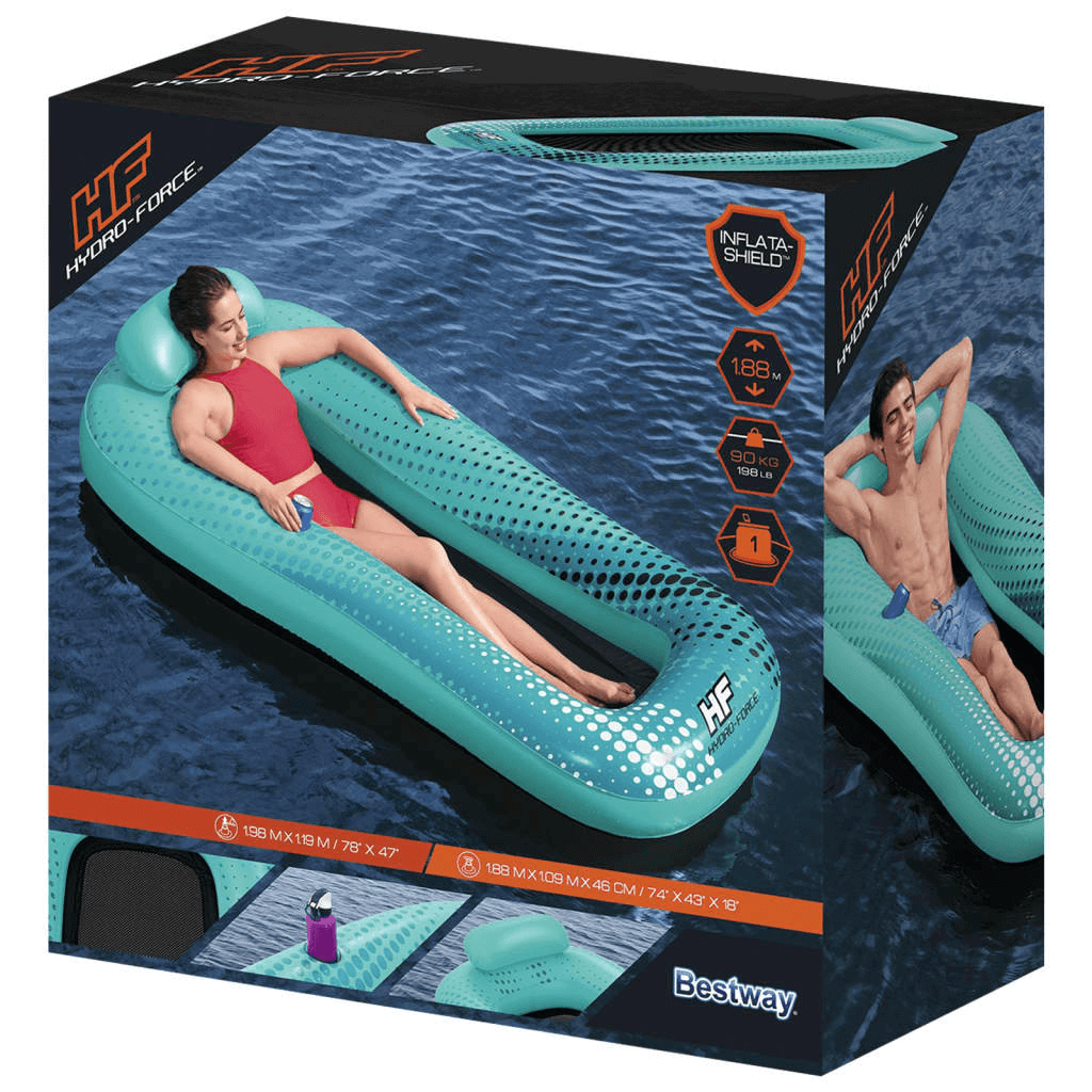 Hydro Force Sol Venture Mesh Lounge Float - 188x109 cm, Durable Hydro Force Sol Venture Mesh Lounge Float. Designed for comfort, it features a supportive backrest, breathable mesh seat, and built-in cup holder.