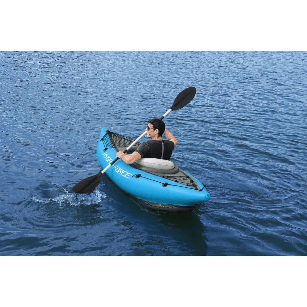 Hydro-Force 1 Person Inflatable Kayak, Durable & Easy to Use, Enjoy ultimate kayaking with the Hydro-Force Inflatable Kayak. Featuring durable PVC construction for superior stability, it's perfect for all skill levels.