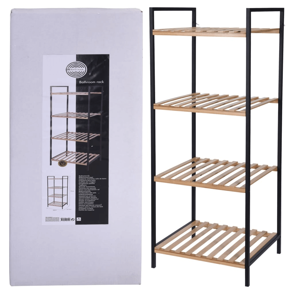 4-Shelf Bamboo & Steel Bathroom Rack | Organize Essentials, Maximize space with our Bamboo & Steel Bathroom Storage Rack. Durable, stylish, and designed to keep essentials within reach. Perfect organization solution.