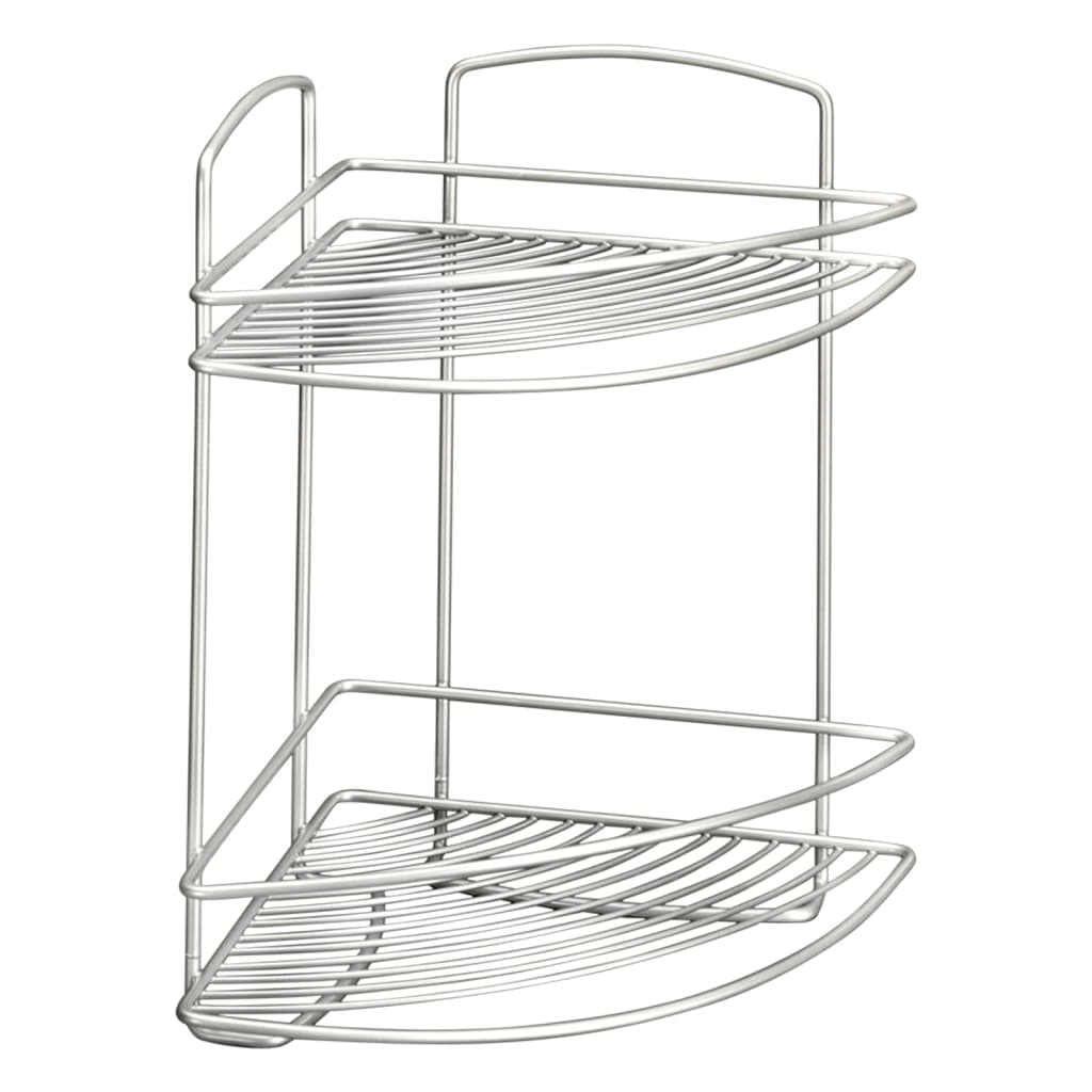 Metaltex Onda Silver 2-Tier Douche Rack - Buy Now, Organize your bathroom effortlessly with the sleek Metaltex Onda 2-Tier Corner Douche Rack in Silver. Perfect for toiletries.