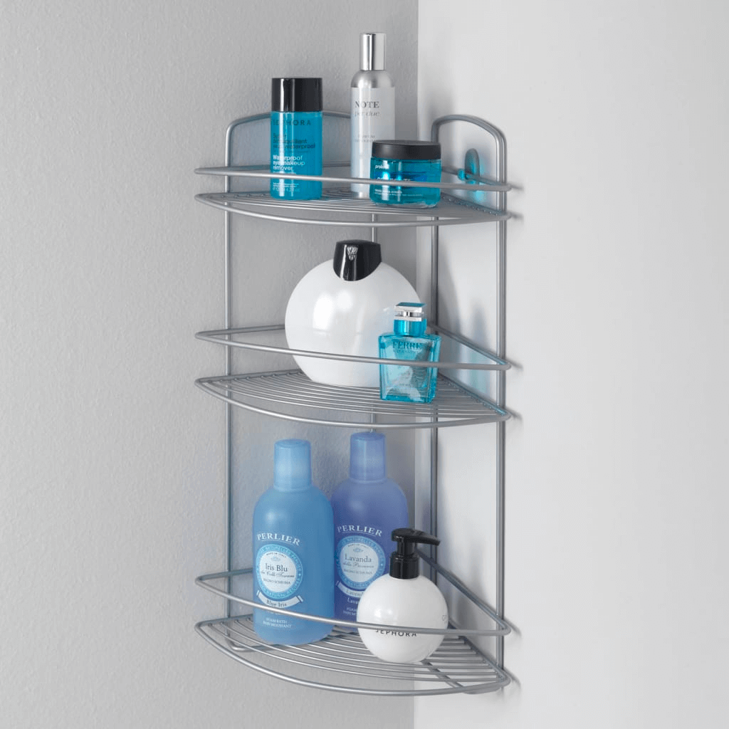 Metaltex Onda 3-Tier Corner Douche Rack - Silver, Elevate your bathroom with the sleek, rust-proof Metaltex Onda 3-tier corner douche rack in silver. Perfect for modern decor & easy organization.