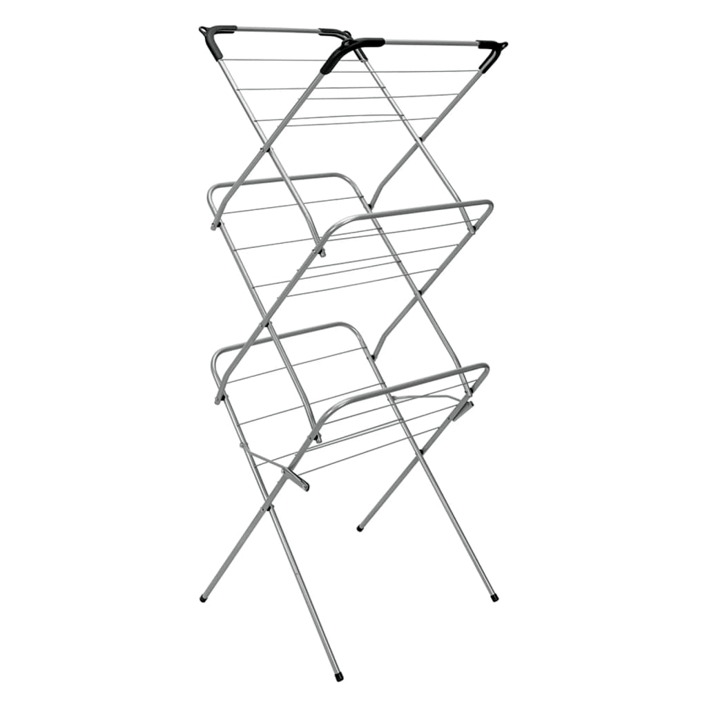 Metaltex 3-tier Slim Drying Rack - Space Saver, Discover the sleek Metaltex Tec Concerto Slim 3-tier Drying Rack. Perfect for small spaces with 9.5m of drying length. Ideal for dorms and studios.