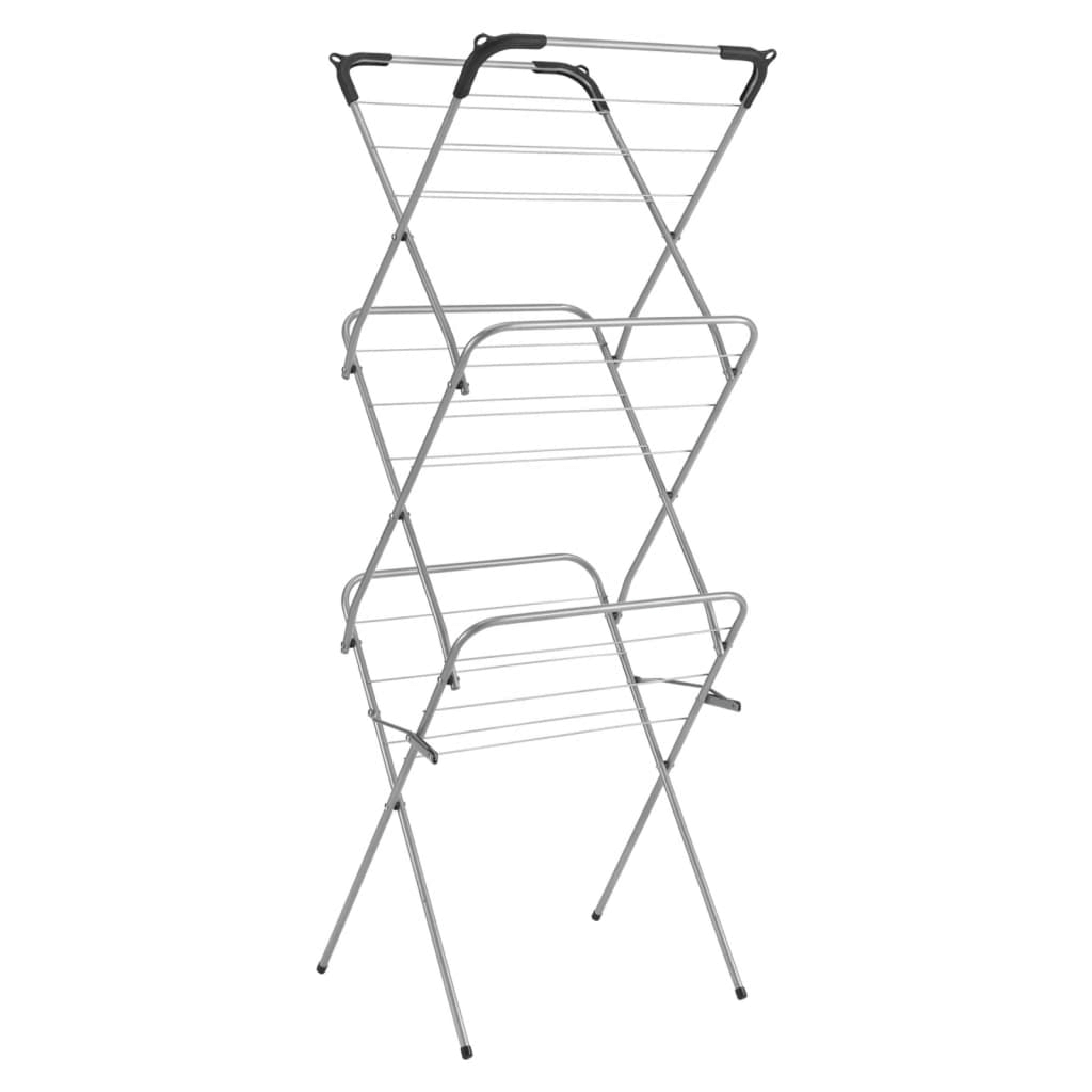 Metaltex 3-tier Slim Drying Rack - Space Saver, Discover the sleek Metaltex Tec Concerto Slim 3-tier Drying Rack. Perfect for small spaces with 9.5m of drying length. Ideal for dorms and studios.