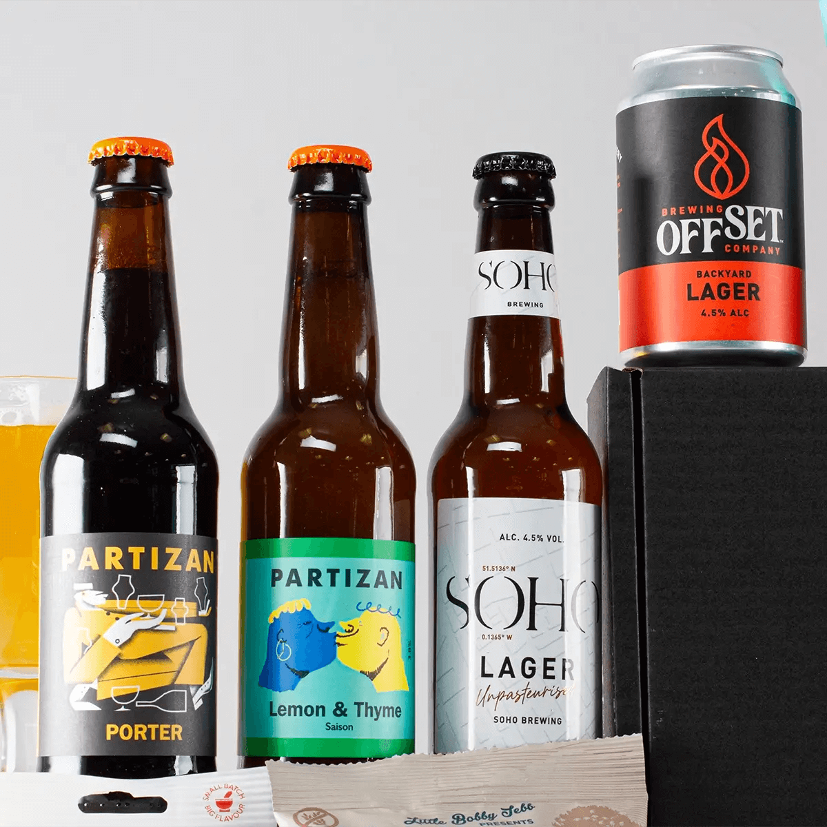 Dad Box - Ultimate Beer and Snack Hamper, Perfect Father's Day gift! The Dad Box includes 4 craft beers and 10 delicious snacks to delight any dad.