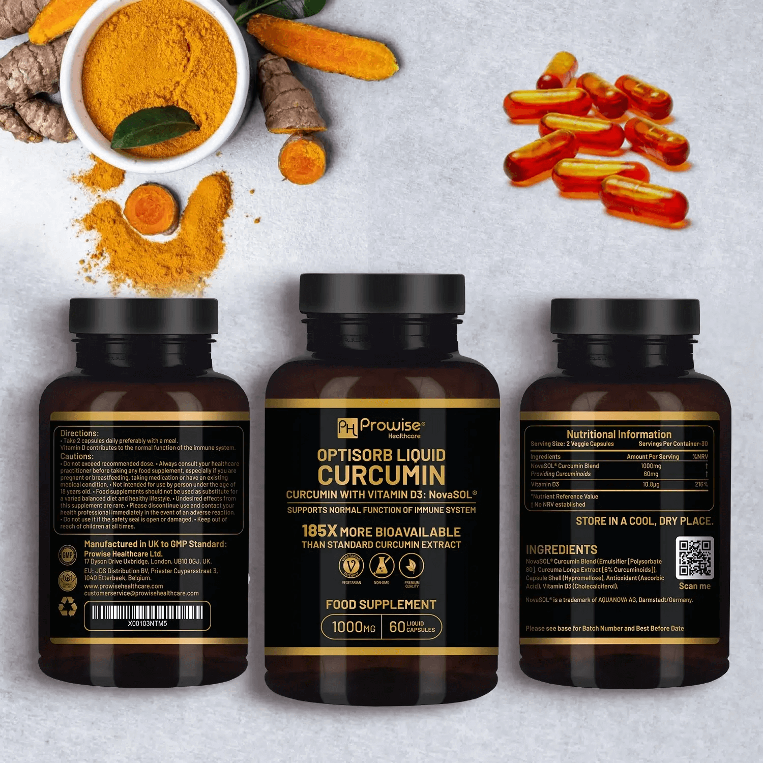 Optisorb Liquid Curcumin with Vitamin D | 60 Capsules, Discover Optisorb Liquid Curcumin with Vitamin D – superior absorption, 60 vegetarian capsules, made in the UK. Boost your health today!