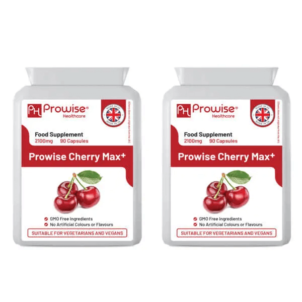 Cherry Max+ 2100mg - Vegan Capsules | 2 Pack, Experience the potency of Cherry Max+ 2100mg Vegan Capsules with Montmorency & Black Cherry Extract. All-natural, premium quality, made in the UK.