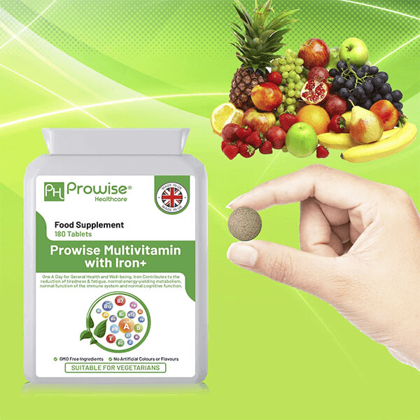 Prowise Multivitamin & Iron Tablets - 6 Months Supply, Get 6 months of daily health support with Prowise Multivitamin & Iron Tablets. Vegetarian-friendly, GMP certified, and made in the UK for quality assurance.