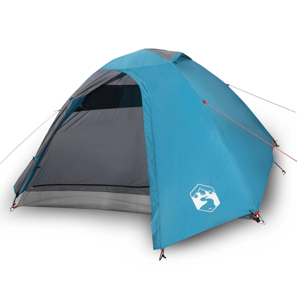 4-Person Waterproof Tent Dome - Blue, Enjoy ultimate comfort with our 4-person waterproof camping tent. Lightweight, portable, with electrical cord access for your outdoor adventures.